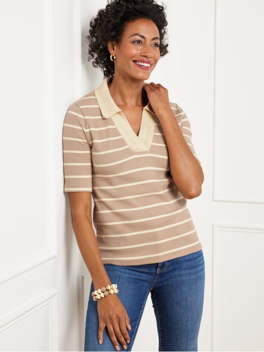 Talbots Crochet Trim Polo—Size XS Petite